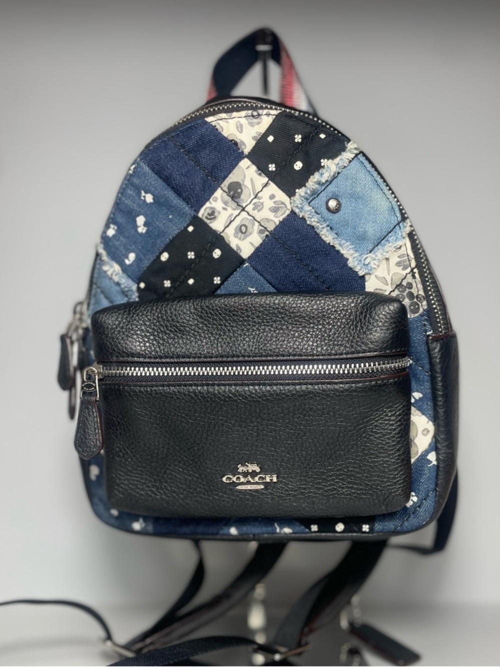 Rare Coach Charlie Mini Americana Denim Patchwork Backpack-COA - Picture 9 of 16